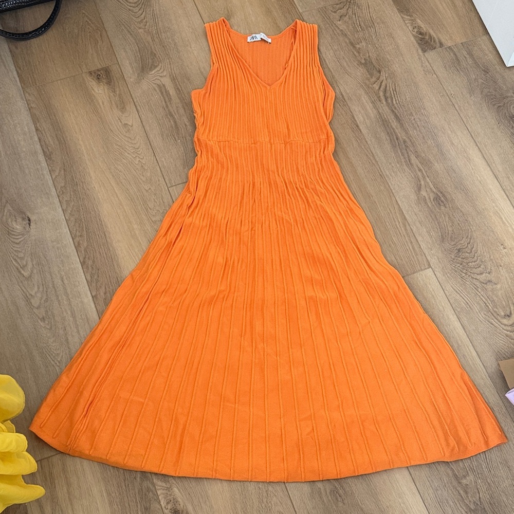 Zara Vibrant Orange Maxi Dress